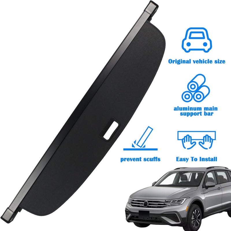 Marretoo Cargo Cove for VW Volkswagen Tiguan 2018-2024 for VW Volkswagen Tiguan Accessories Behind 2nd Row Seats Retractable Factory Style SUV Trunk Security Shade Trunk Cover No Gap - Image 2